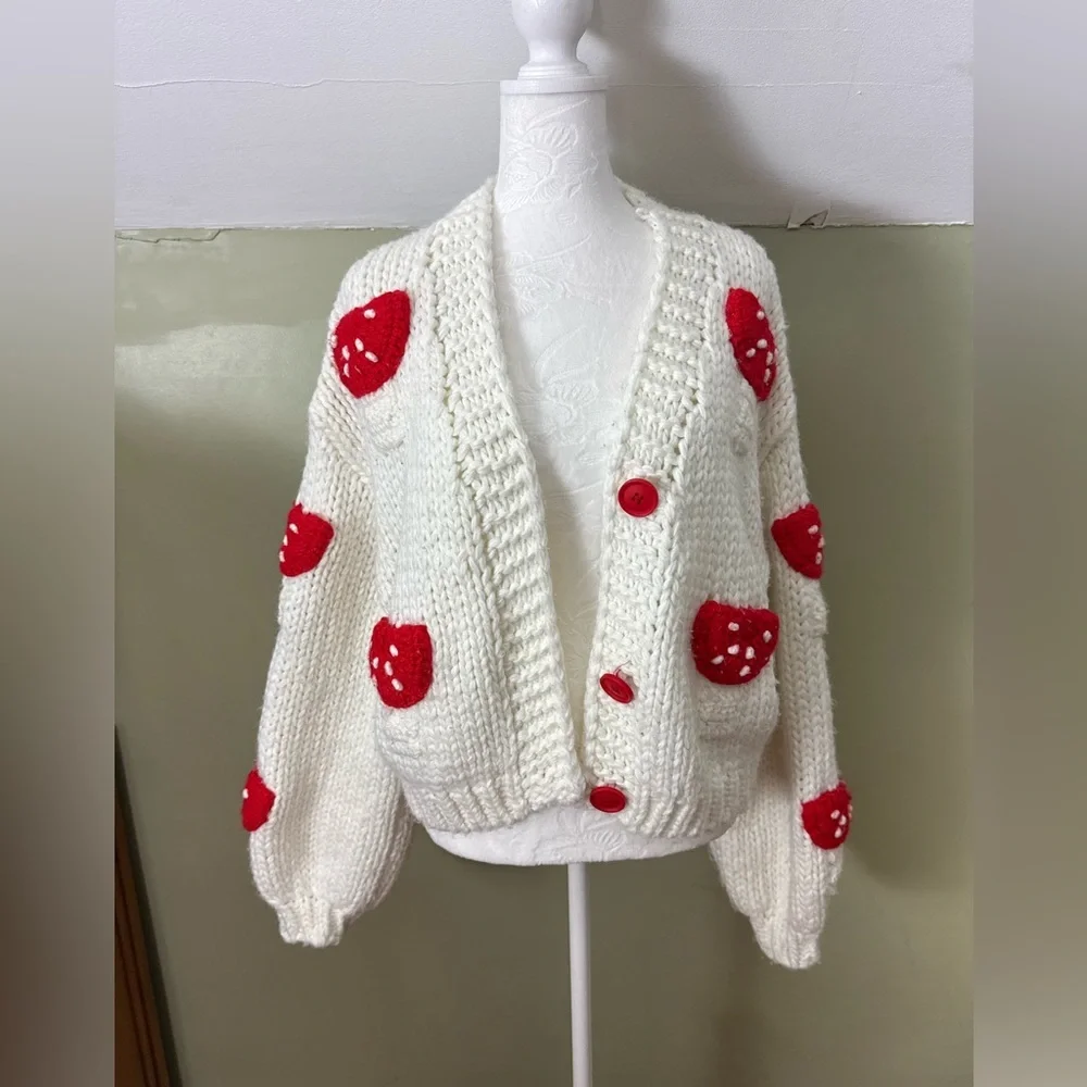 Love + Harmony Chunky Knit Mushroom Cardigan Sweater